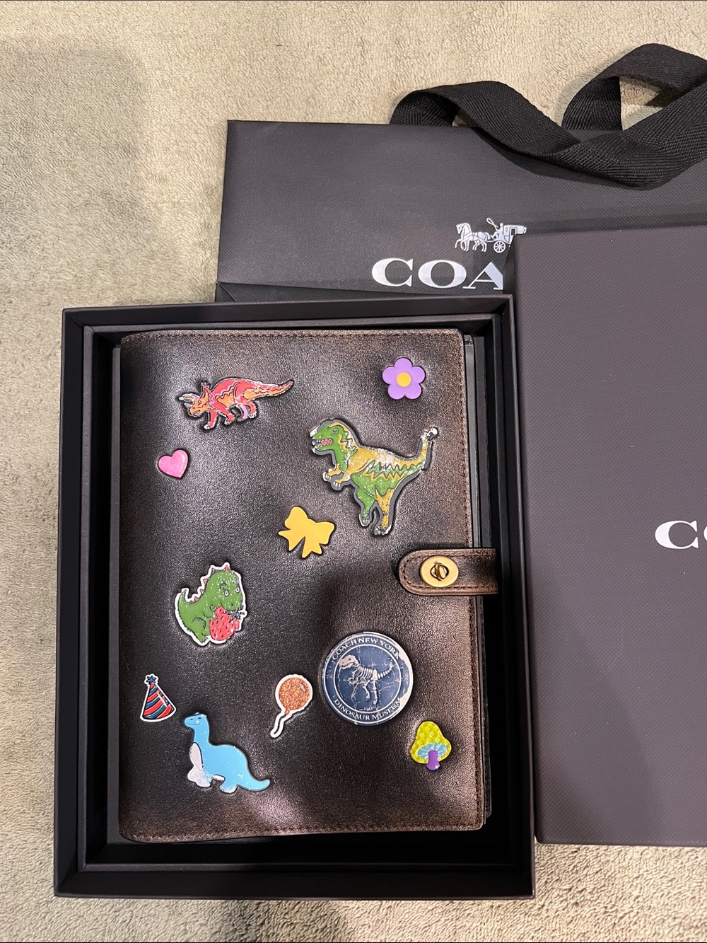Rexy 10th Birthday Notebook In Loved Leather With Sticker Print